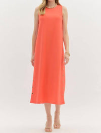 Entro - Solid Rib Textured Midi Dress