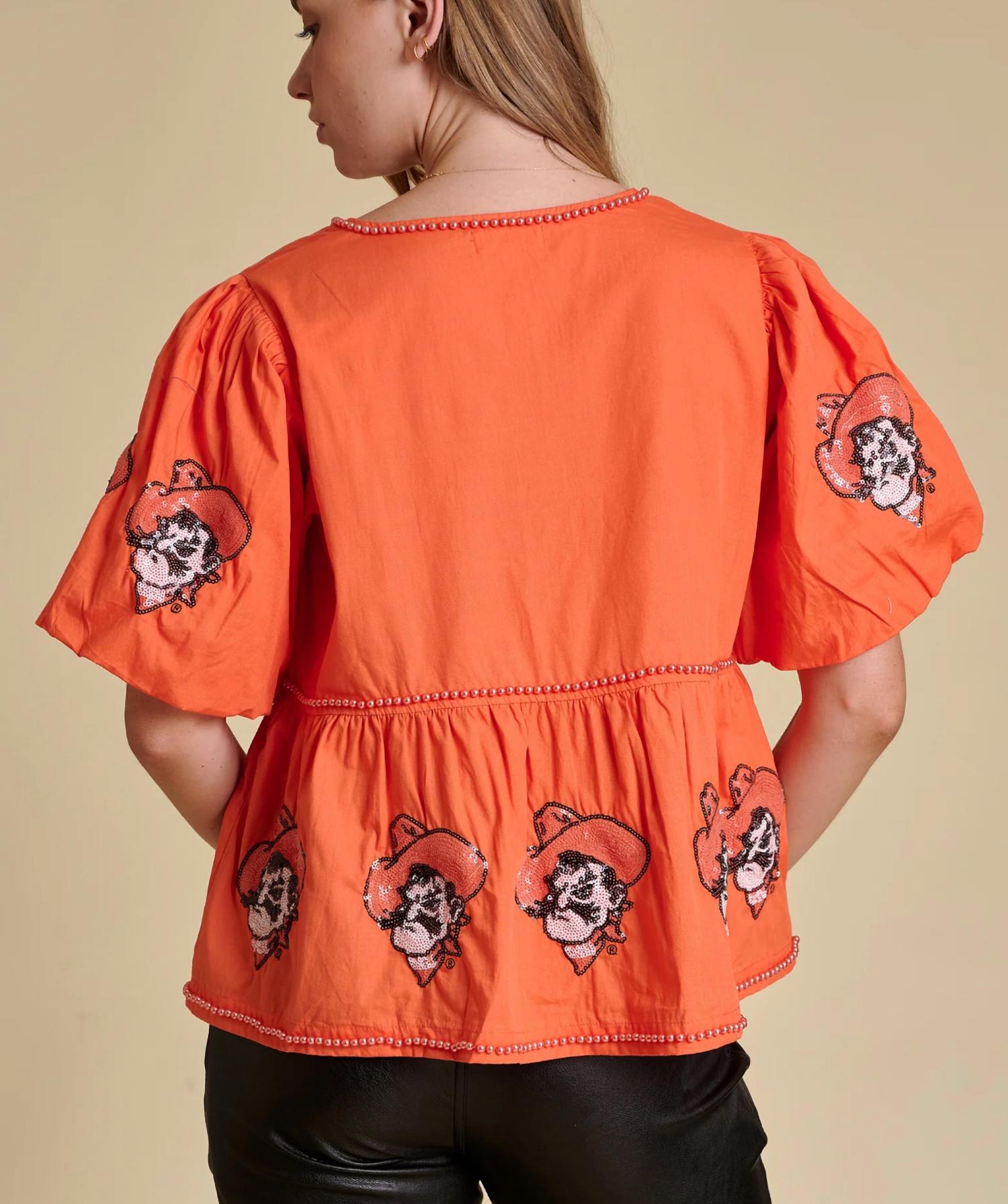 Stewart Simmons - The Puff Sleeve Peplum Top Oklahoma State