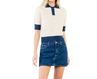 THML Short Sleeve Knit Top in cream - women's blouse