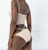Kikiriki - Women's Crystal Embellished Mesh Bustier Set