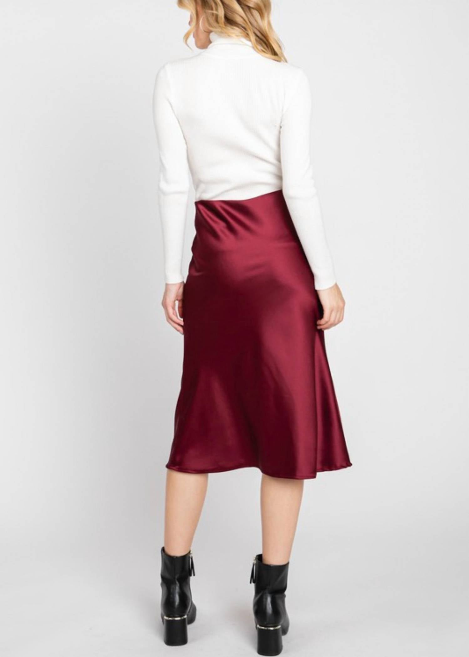 Reneec. - Cora Satin Slip Midi Skirt