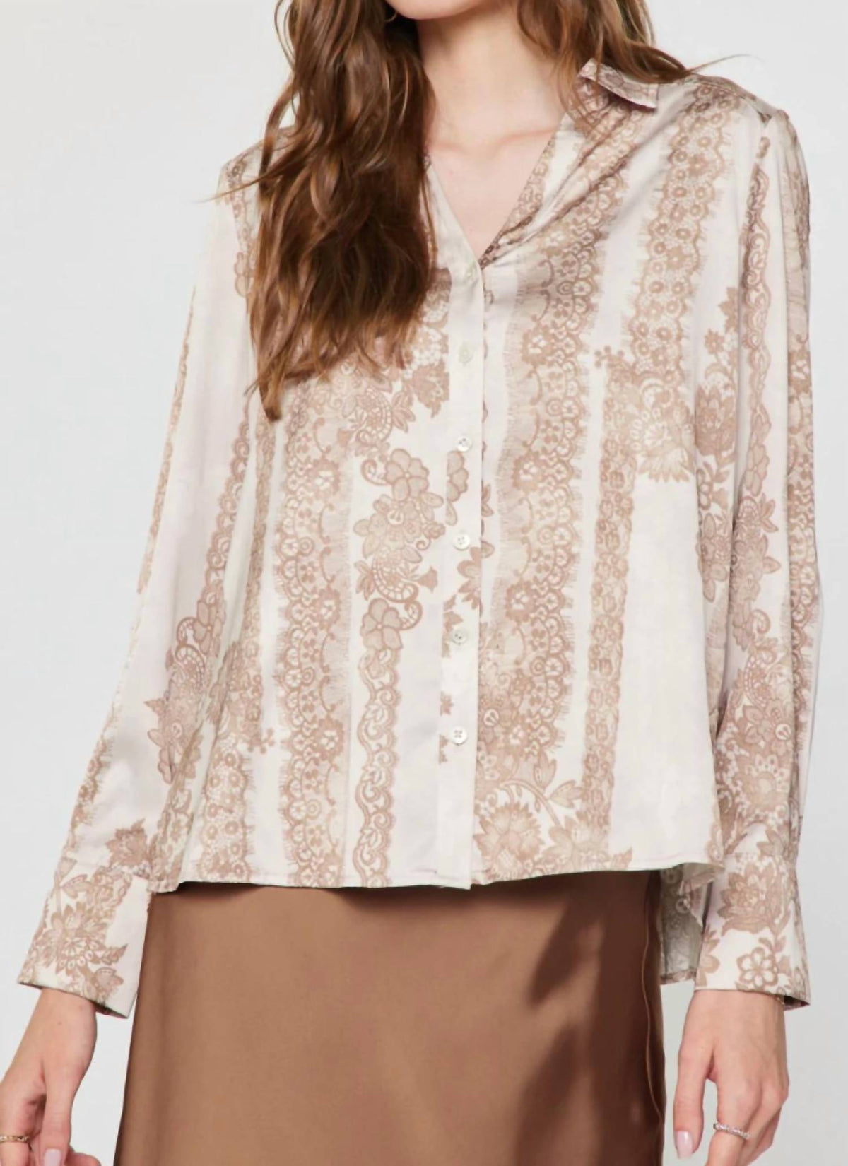 Current Air - Floral Lace Pleated Back Blouse