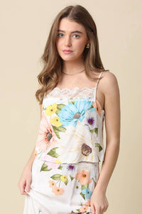 Olivaceous - Cindy Lace-Trim Cami Top
