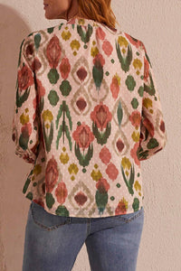 TRIBAL print poly blouse in vine - women's blouse - detail view