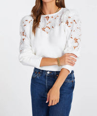 bishop + young Flora Texture Pullover in salt - women's sweater