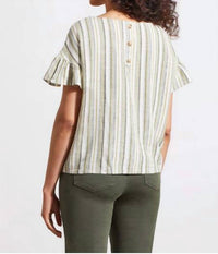 Tribal - Tie-front With Frilled Sleeve Blouse