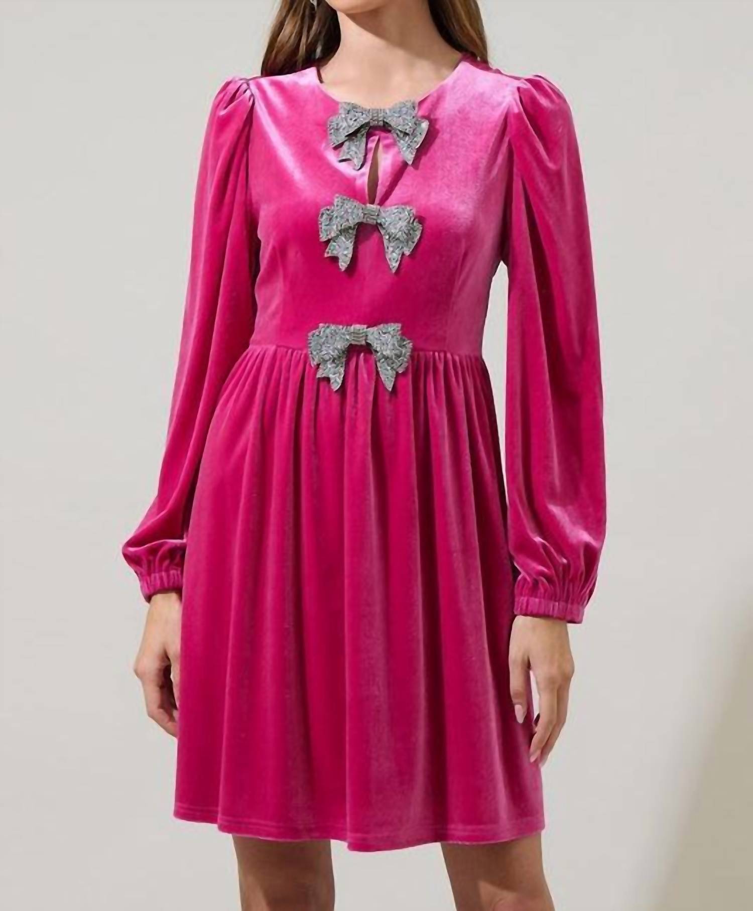 Sugarlips - Stella Velvet Bow Mini Dress