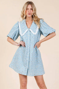 Geegee - Petal Pusher Eyelet Mini Dress