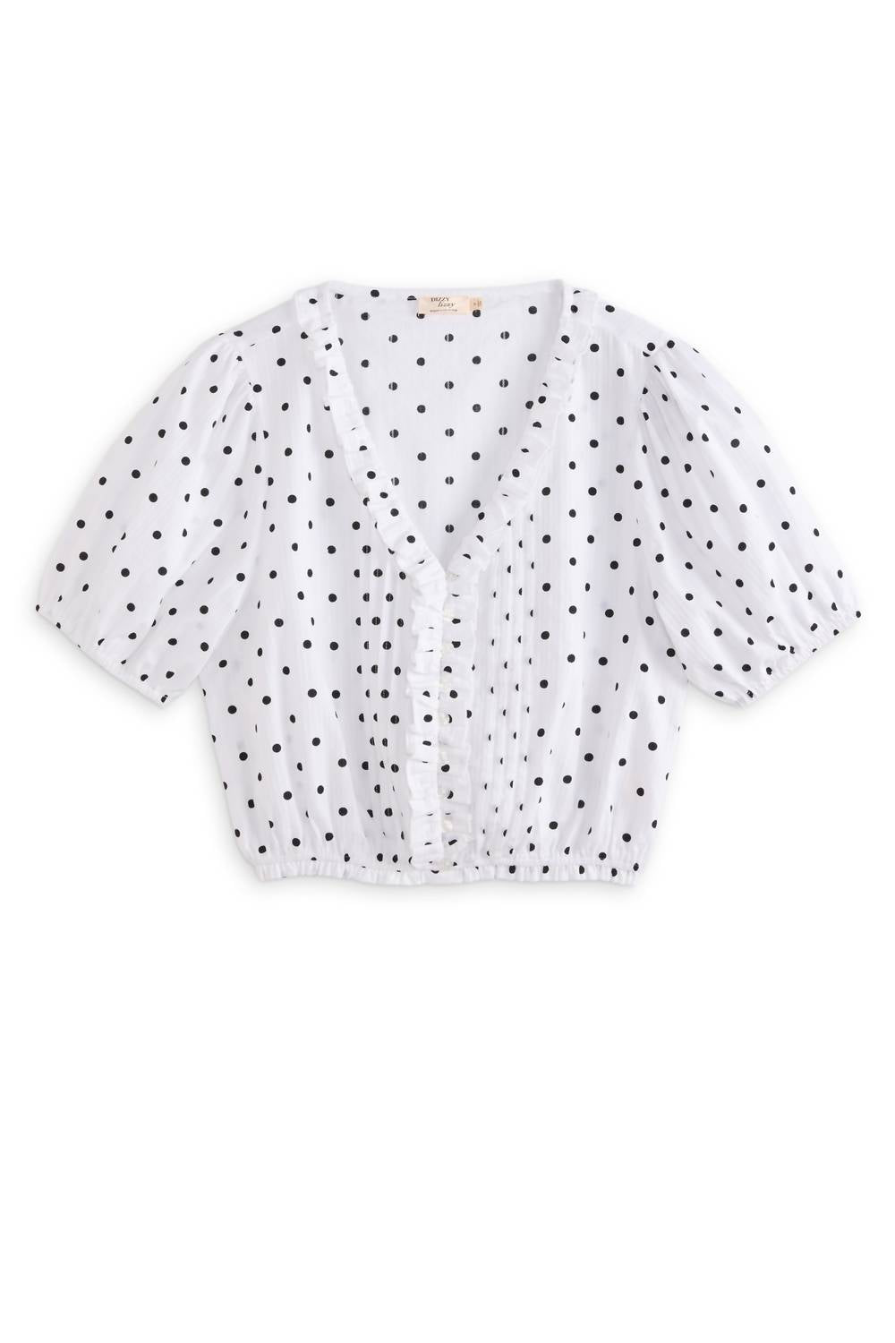 Dizzy-Lizzie - Women's Cropped Ruffle Collar Blouse
