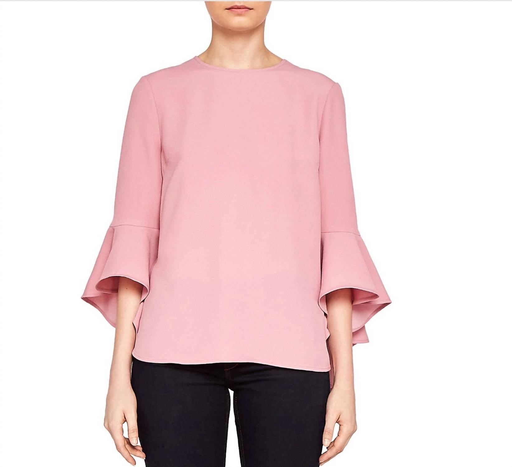 TED BAKER Juula Waterfall-sleeve Top in pink - women's blouse