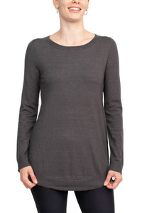 Cupio - Scoop Neck Long Sleeve Solid Knit Top