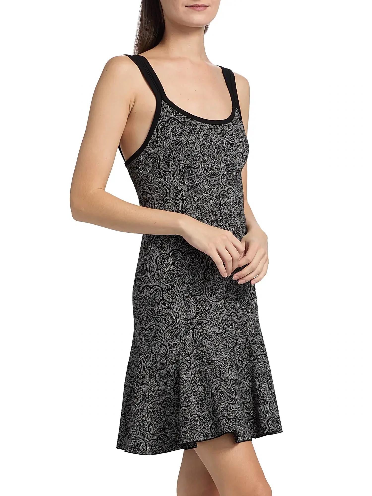 Ramy Brook Lidia Sleeveless Metallic Sweater Mini Dress in platinum jacquard - women's dress - detail view