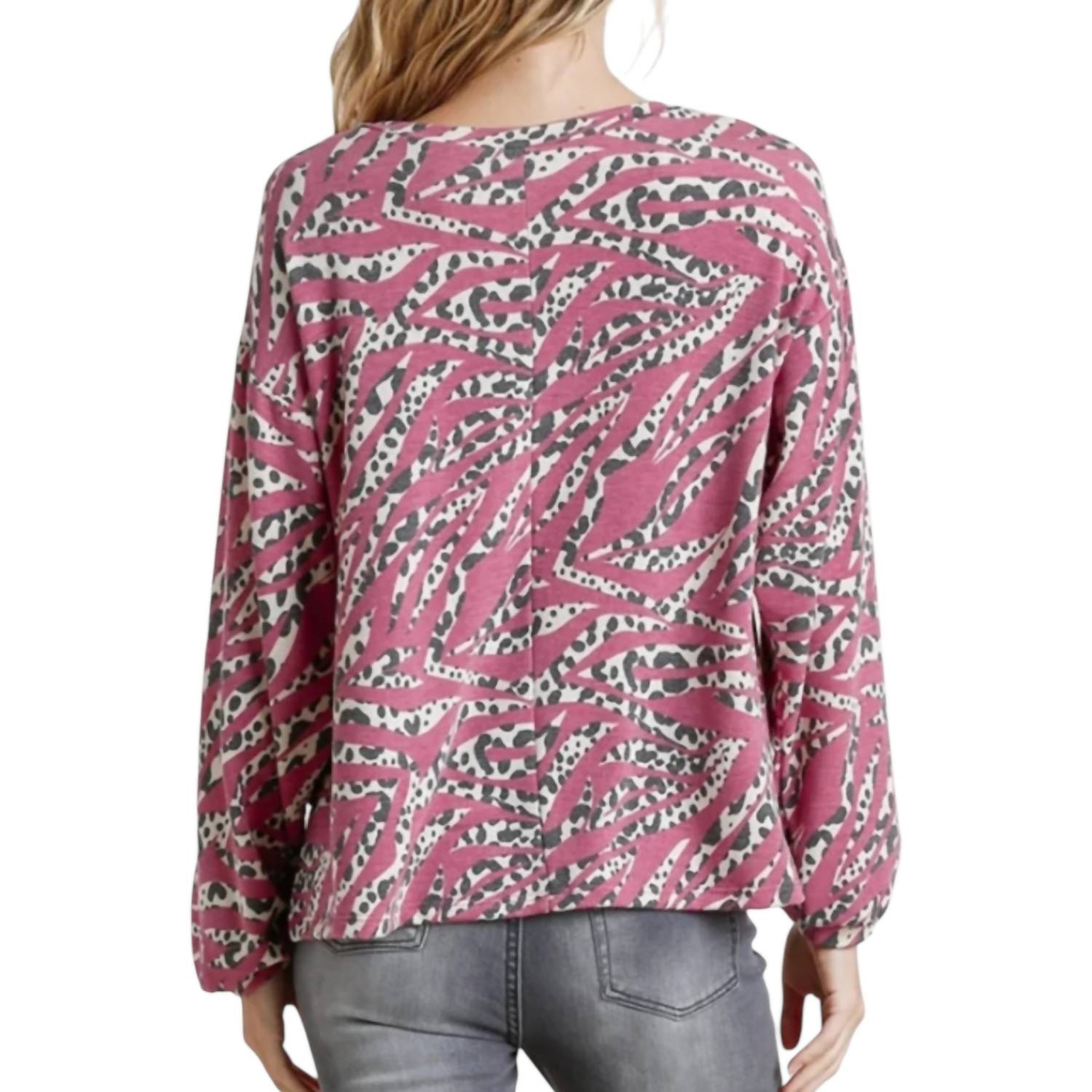 Umgee - French Terry Animal Print Top
