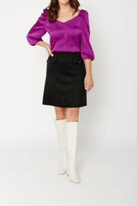 Joseph Ribkoff - Scuba Suede A-line Pull-on Mini Skirt
