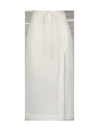 Drawstring Slit Midi Skirt