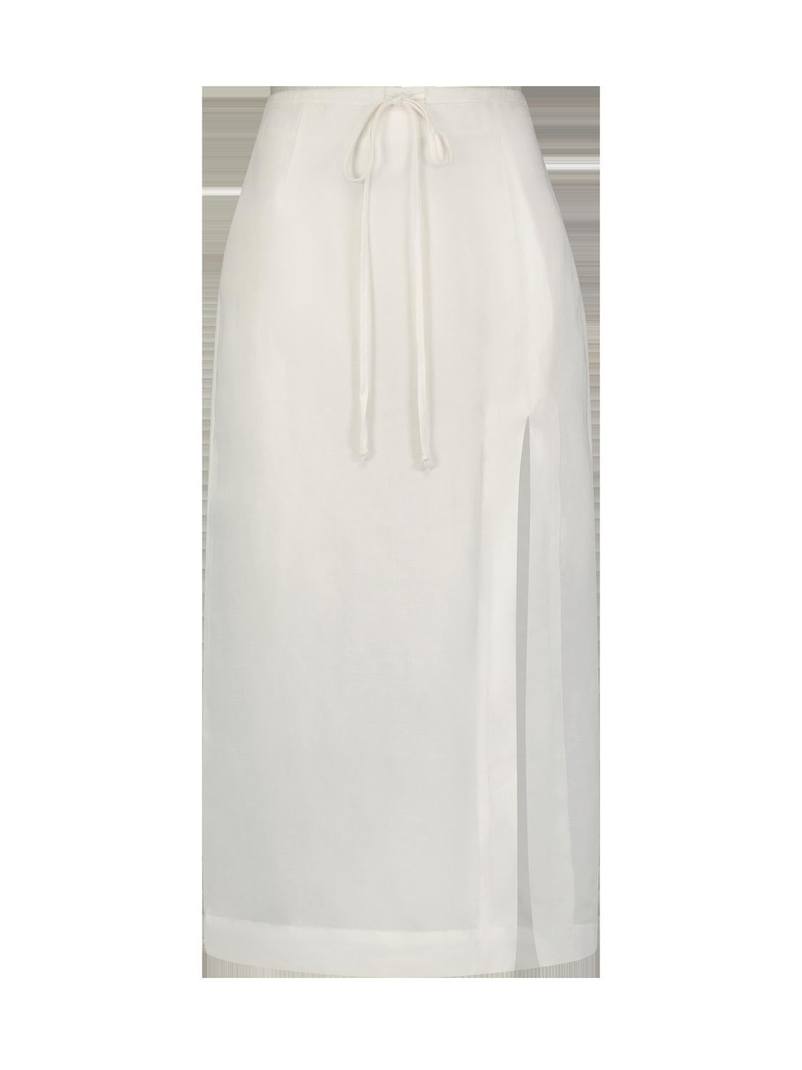 Drawstring Slit Midi Skirt