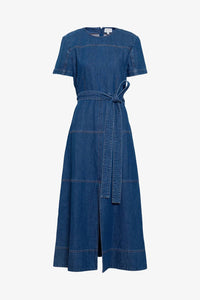TANYA TAYLOR Ella Denim Midi Dress in classic indigo blue - women's dress - view 6