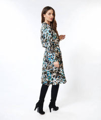 Esqualo - Astrid Animal Roots Twist Midi Dress