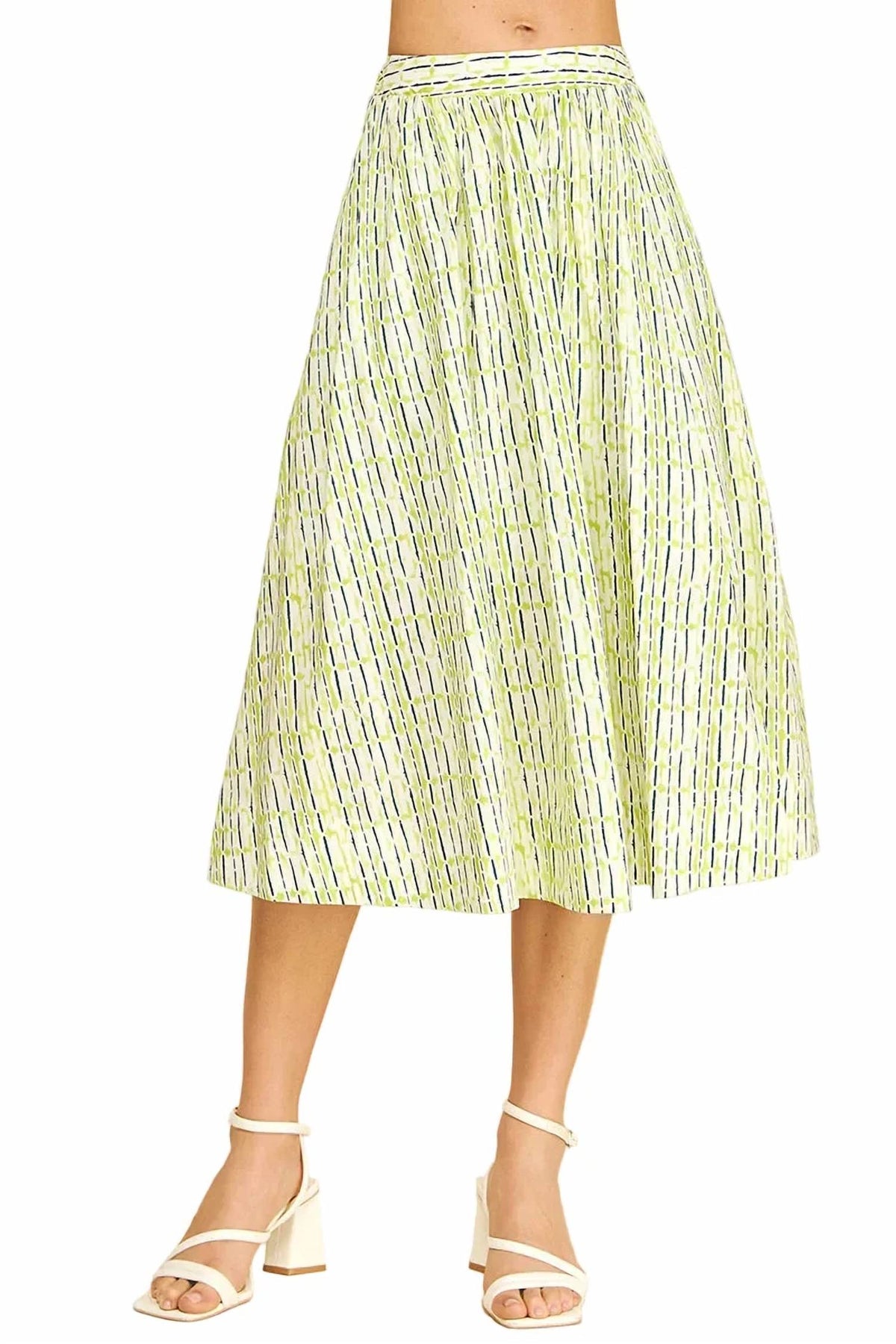 Pinch - Geometric Print A-line Midi Skirt