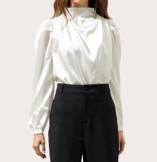 Sugarlips - Estella Satin Mock Neck Blouse