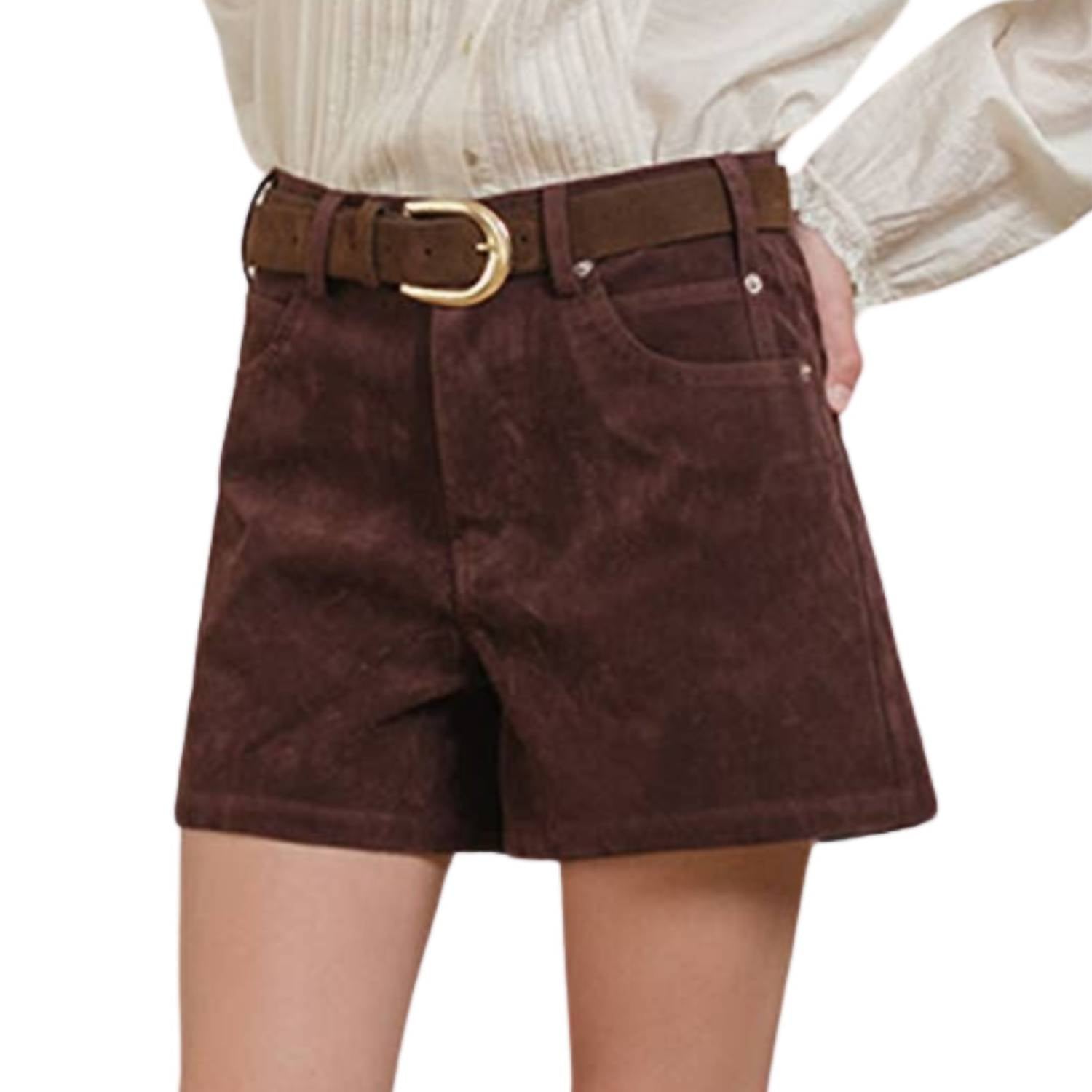 Raisonnel - Suede High-Rise Shorts
