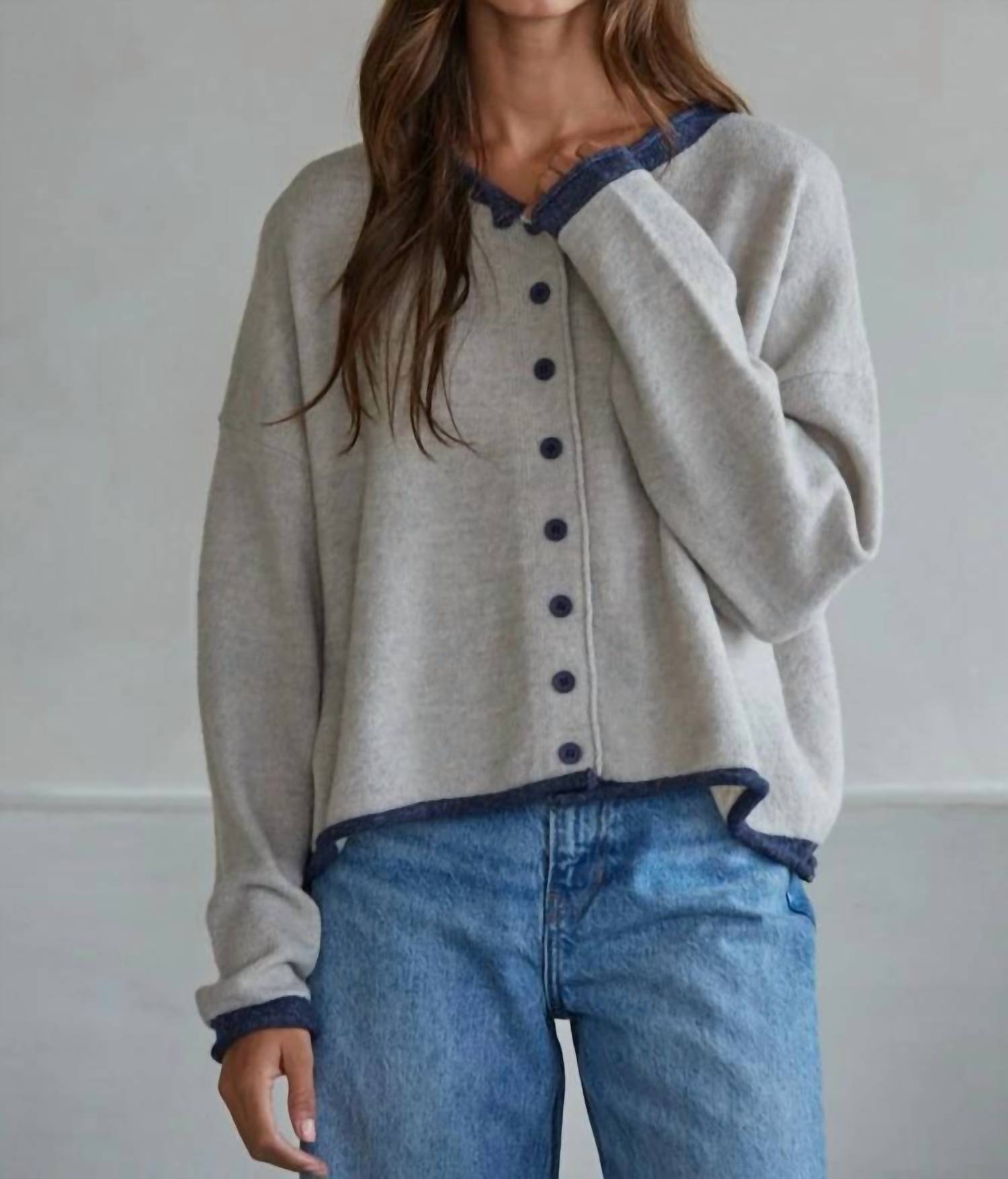By Together - Crewneck Button Front Cardigan