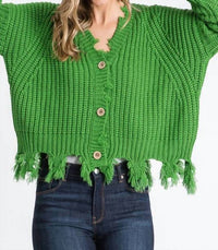 Sweet Generis - Destroyed Fringed Button Down Cardigan