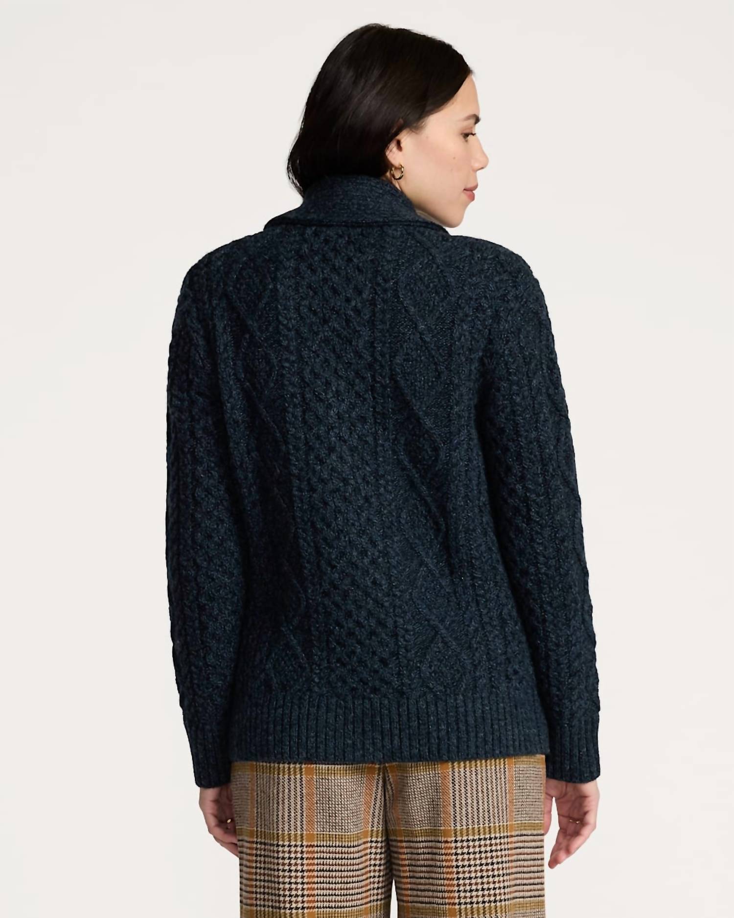 PENDLETON Fisherman Wool button sweater in blue - women's cardigan - alternate view