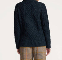 PENDLETON Fisherman Wool button sweater in blue - women's cardigan - detail view