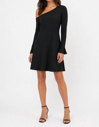 LIKELY One Shoulder Bell Sleeve Dress in black - women's dress