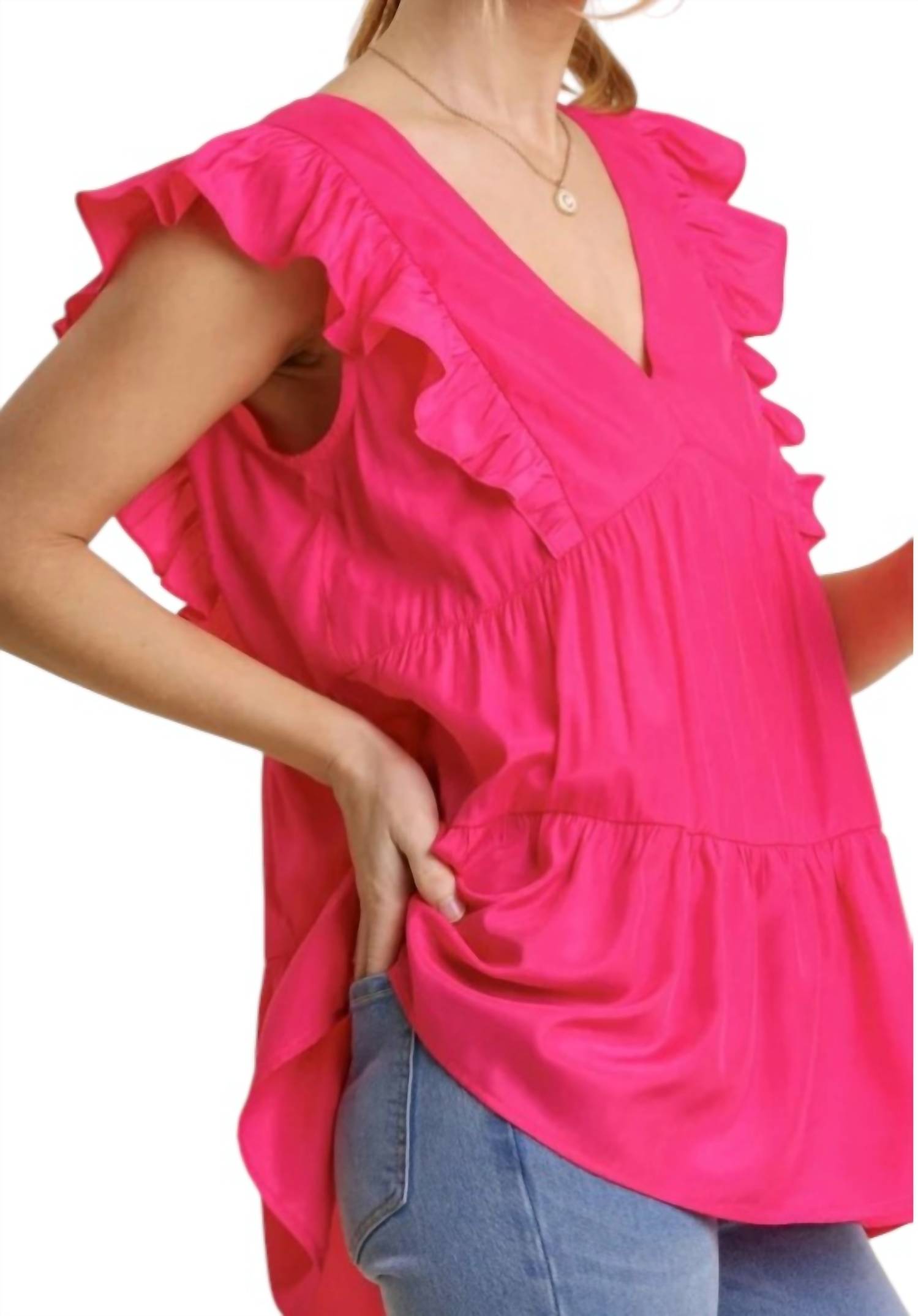 Umgee - Tiered Ruffle Babydoll Top