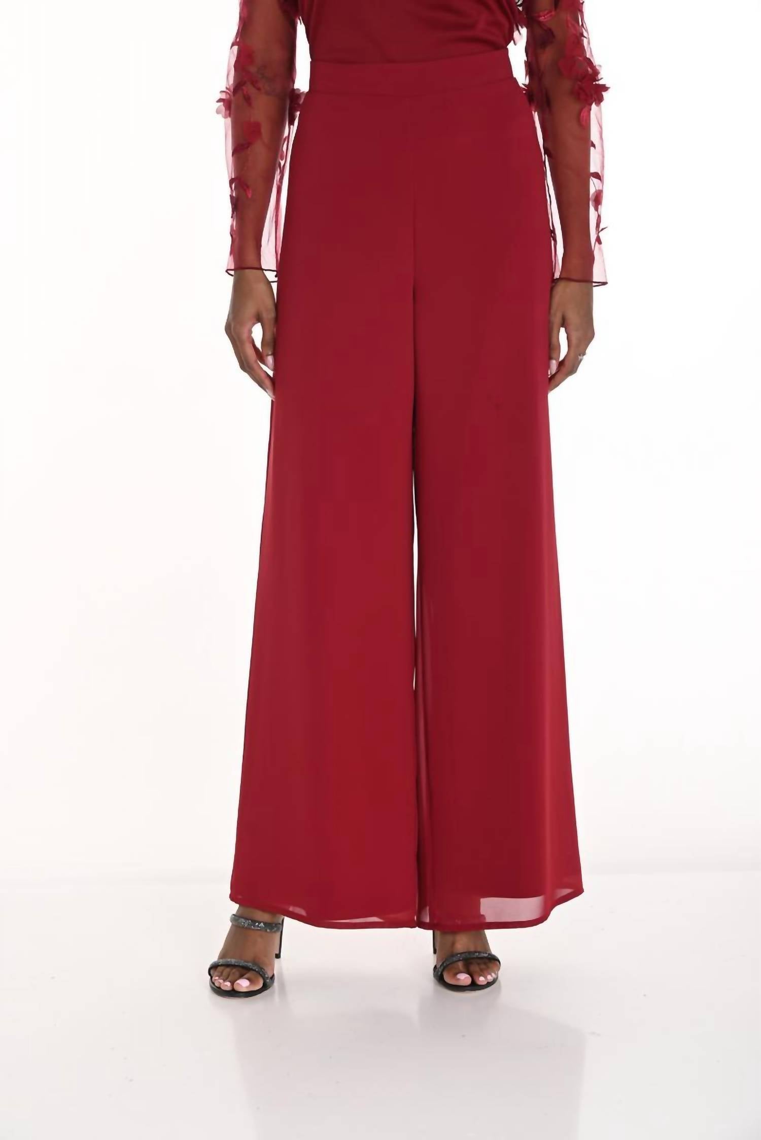 Frank Lyman Woven Wide Leg Pant in red - women's pants