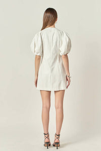 2.7 August Apparel - Laced Up Puff Sleeve Mini Dress