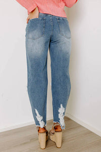 Anniewear - Beatriz High Waist Distressed Straight Leg Jeans