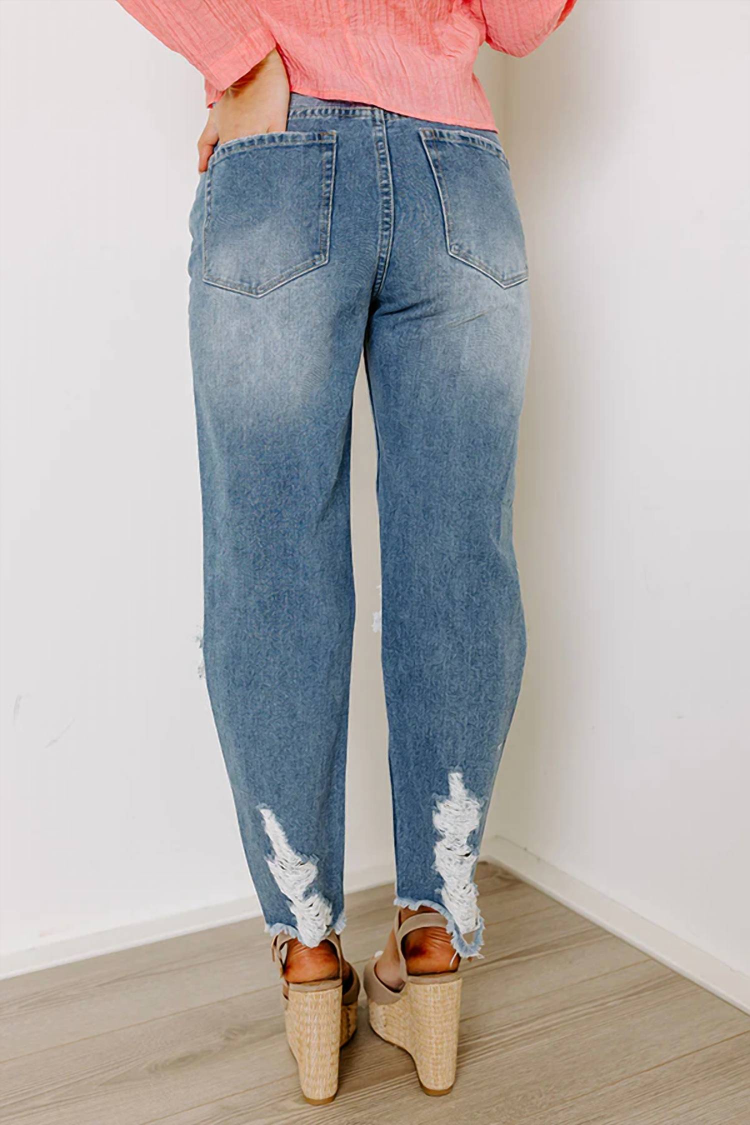 Anniewear - Beatriz High Waist Distressed Straight Leg Jeans