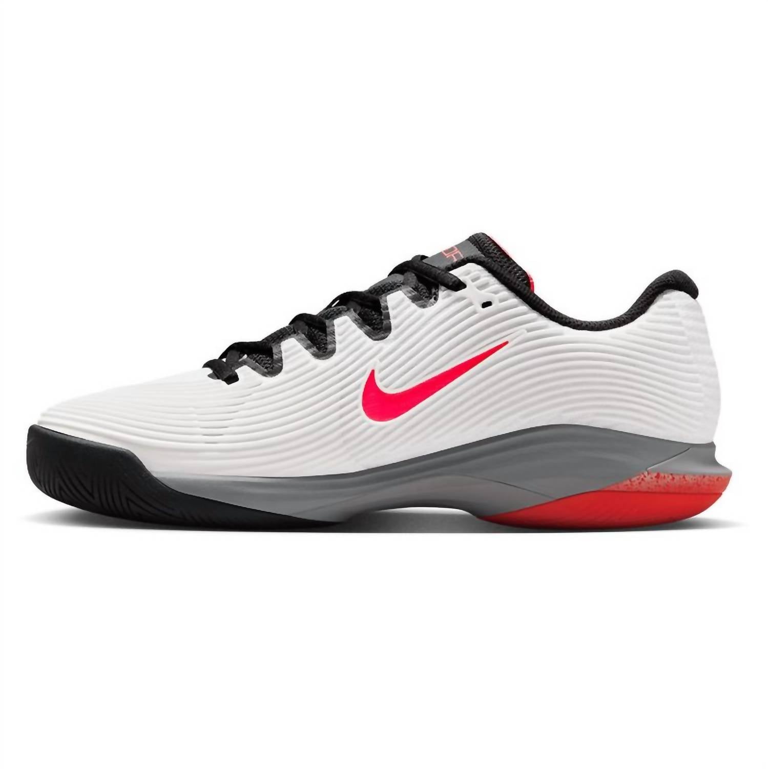 NIKE Women's Zoom Vapor 12 Hard Court Premium Tennis Shoes in white hot lava wolf grey - women's shoe - detail view