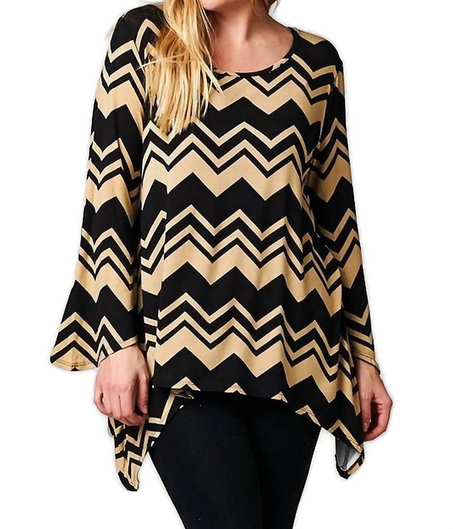 Emerald Fashion - Chevron Long Sleeve Tunic Plus