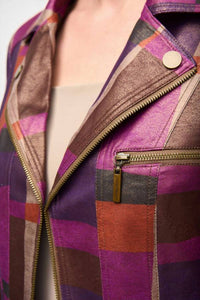 Joseph Ribkoff - Women's Foiled Print Faux Suede Jacket