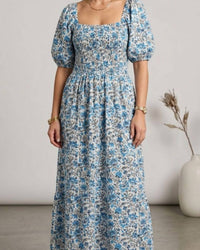 MARE SOLE AMORE Abaco Puff Sleeve Midi Dress in floral - women's dress
