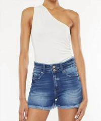 Kancan - High Rise Double Waist Band Detail Shorts