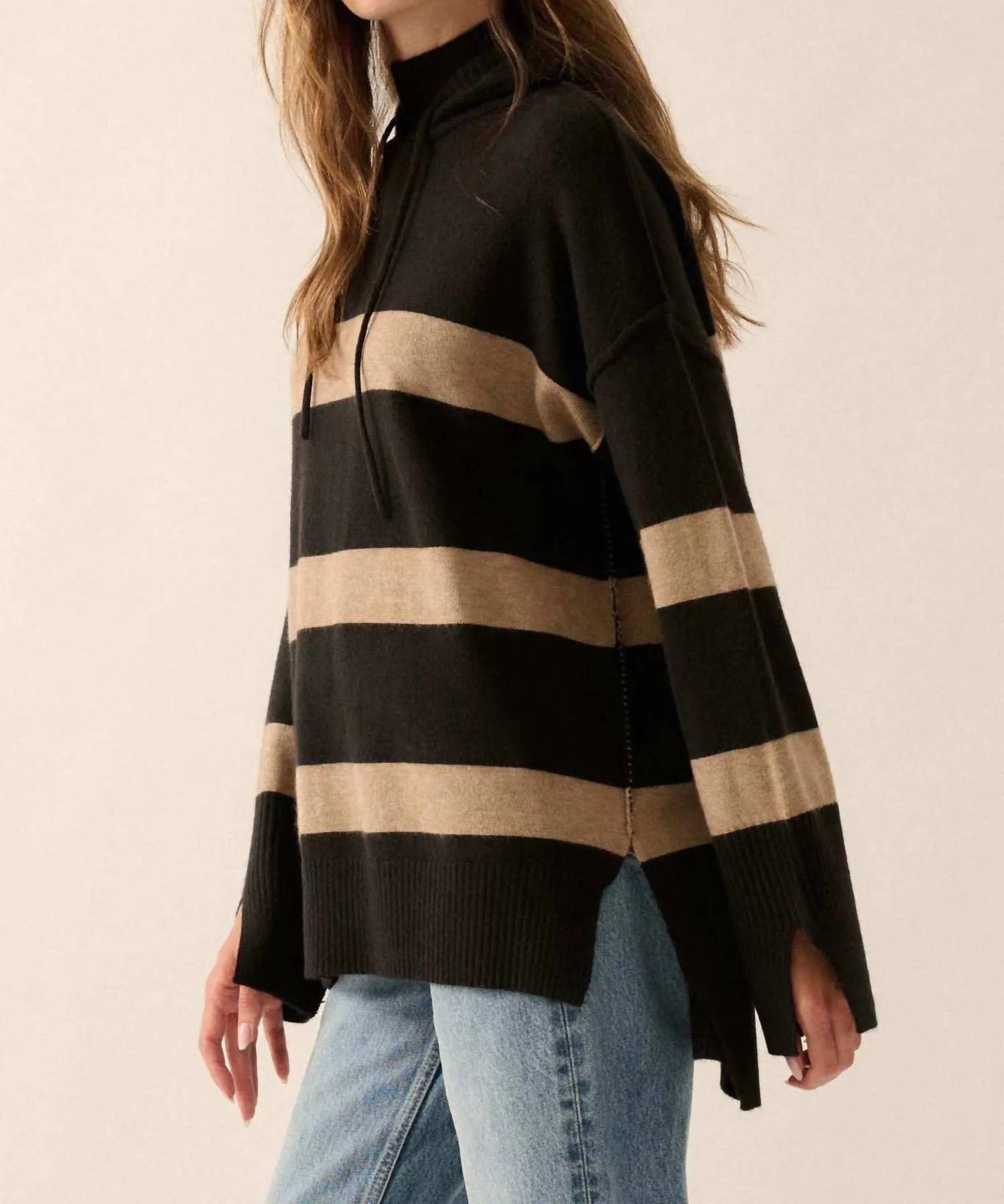 Promesa - Nantucket Sound Striped Mock-neck Hoodie