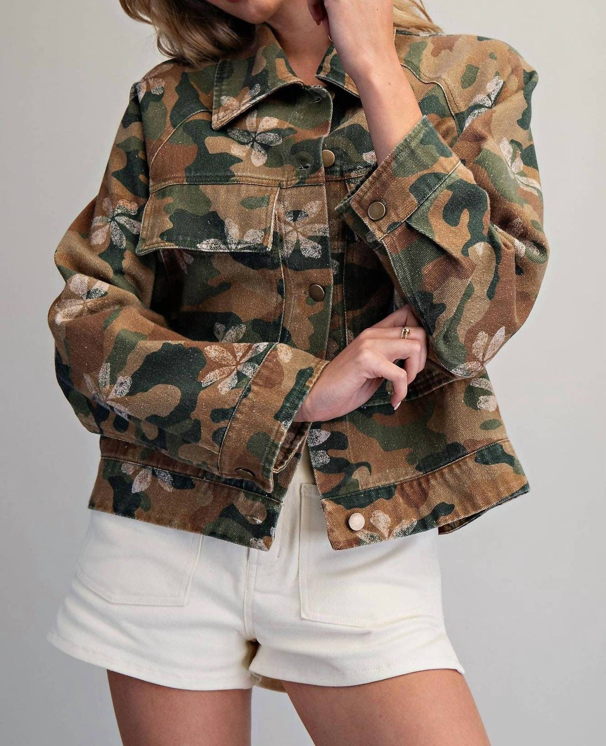 Peace Love Line - Women's Floral Printed Jacket