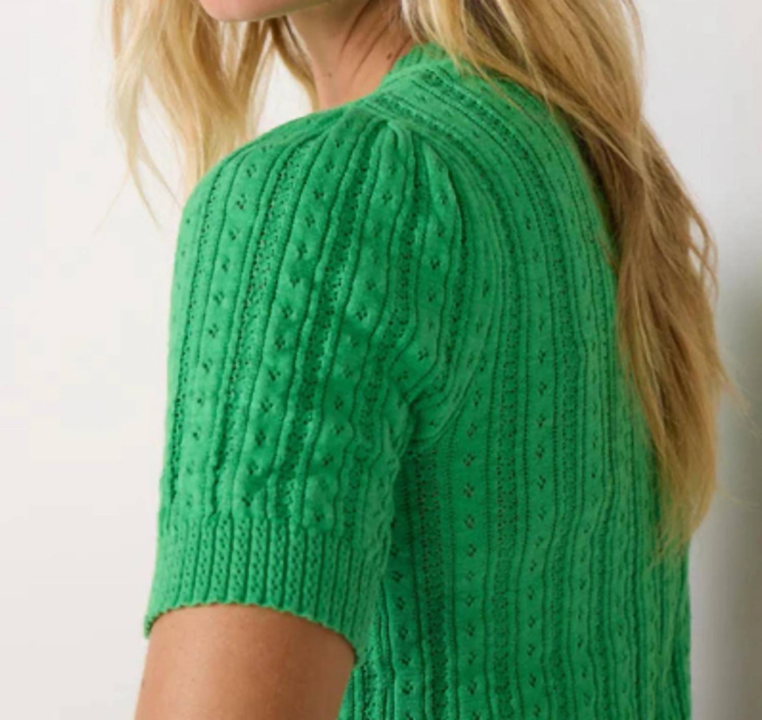 525 America - Arden Pointelle Puff Sleeve Pullover