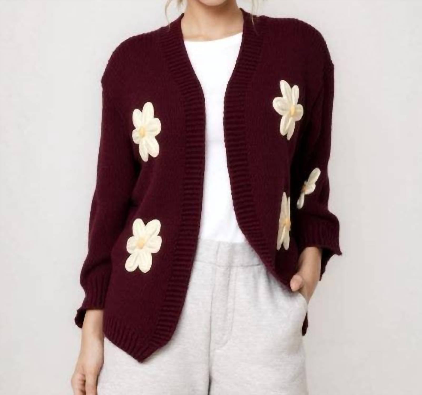 Baevely By Wellmade - 3d Flower Cardigan
