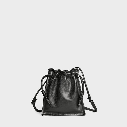 Lemiz - Women's Mini Bowie Drawstring Crossbody Leather Bag