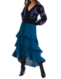 ALLISON NEW YORK ELLA MIDI SKIRT in deep teal - women's skirt - alternate view