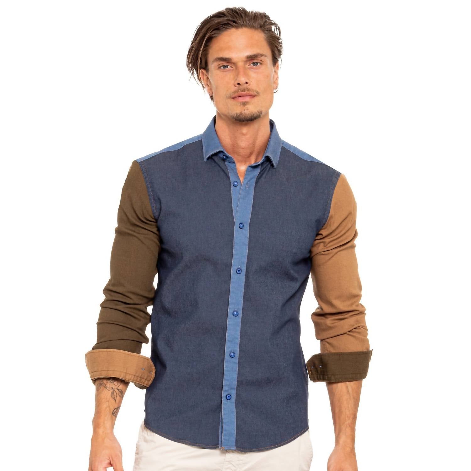 Eight X - Denim Sections Stretch Button Down Shirt