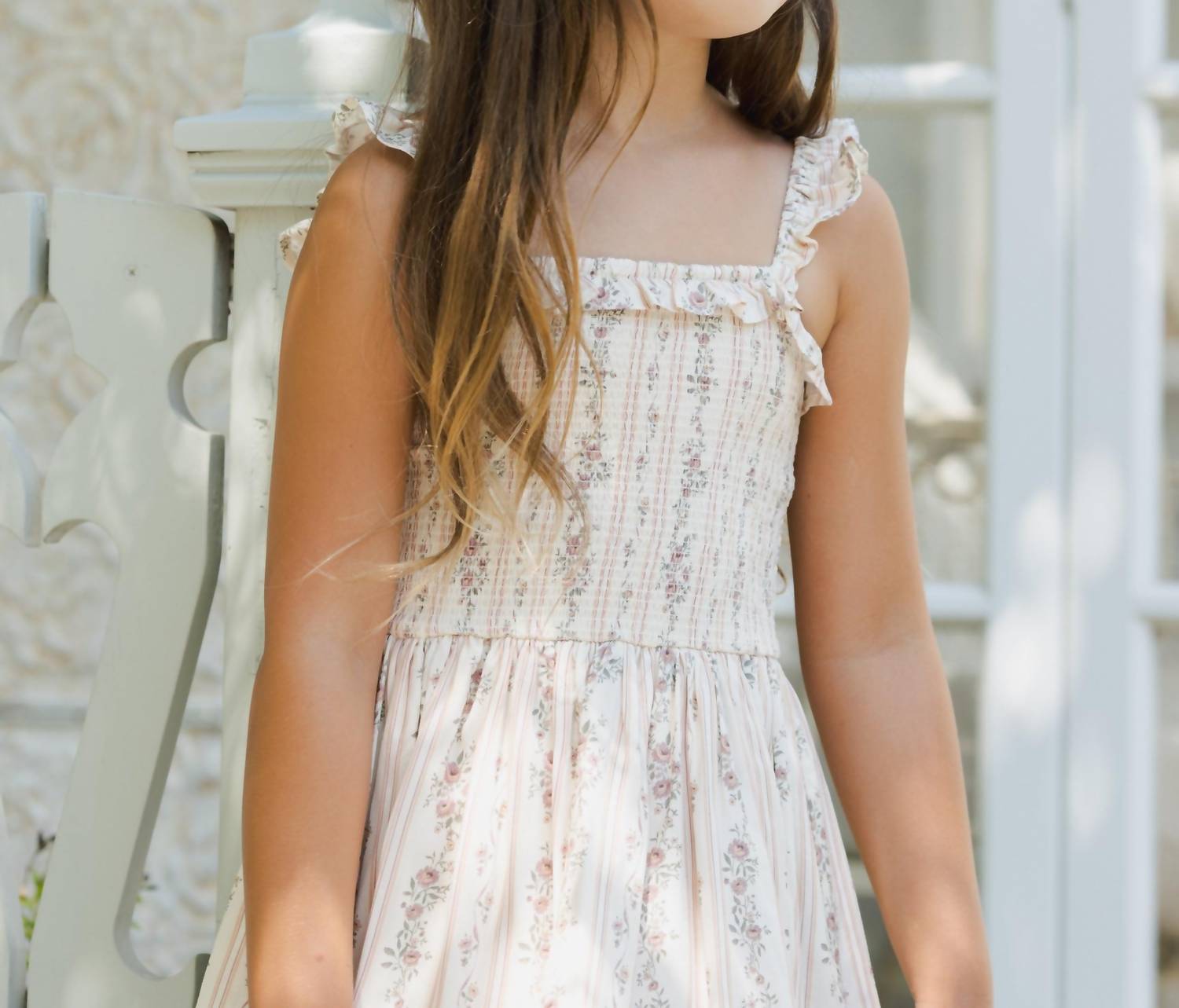 NORALEE Girls Birdie Dress in spring floral stripe - kids' dress - view 4
