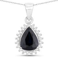 Diana M Jewels Women's Pear Natural Blue Sapphire Pendant Necklace (2.09 Ct) - Classic Plus in 14k white gold - women's jewelry