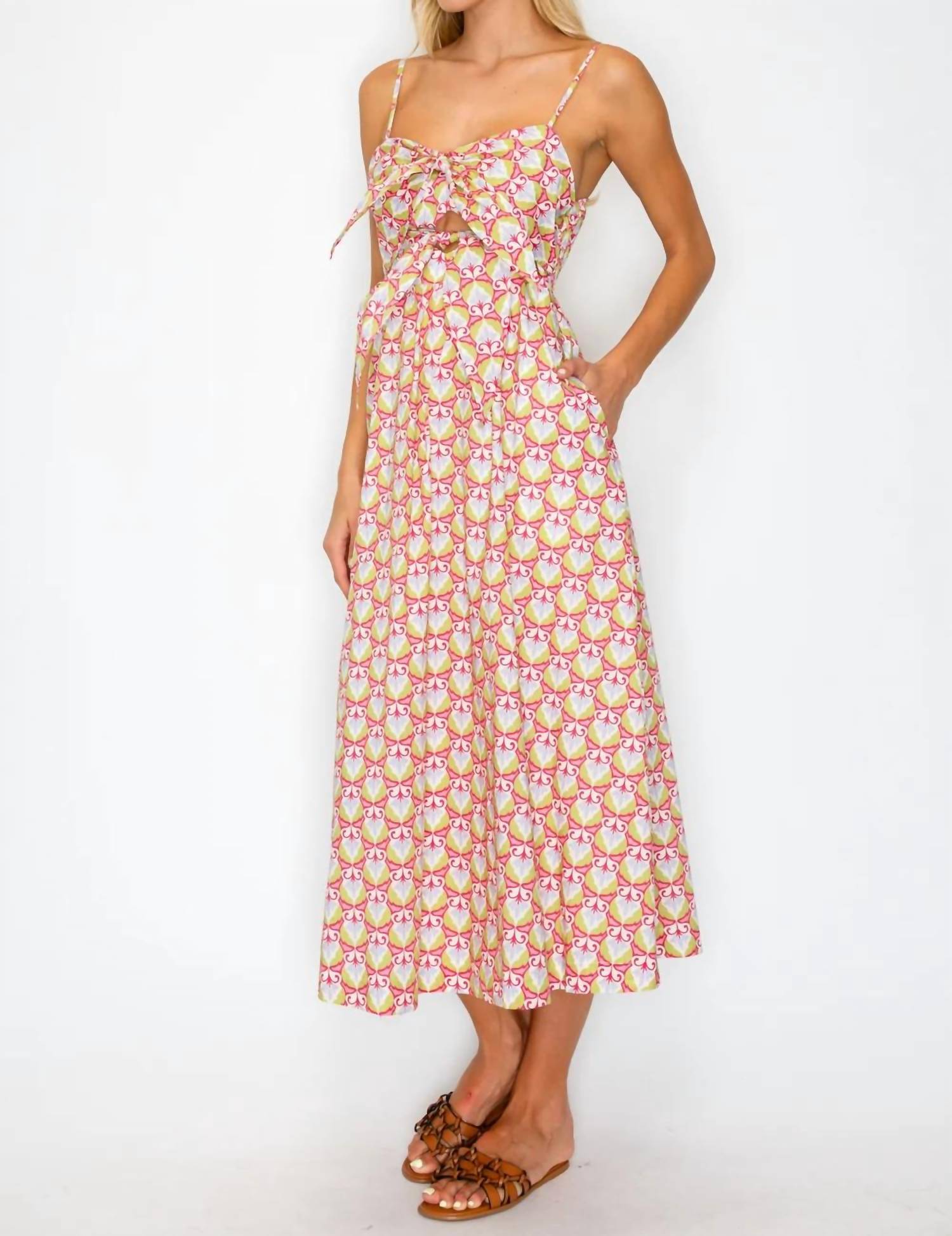 Meet Me In Santorini - Bow Tie Midi Dress